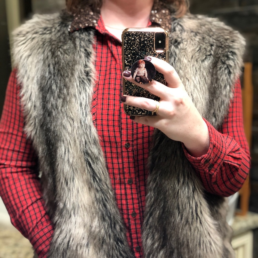 Ladies Merona Plaid Button Down Shirt